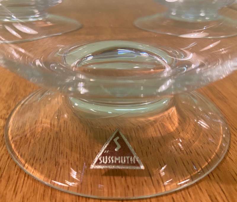 SUSSMUTH CRYSTAL DESSERT BOWLS x 5 - RARE!!! Labelled. STUNNING!!! SUPER THIN!!! GERMAN.