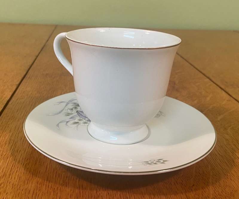PAPEL - CALIFORNIA - TEA DUO x 1 - CUP - SAUCER - Gilted "HAPPY ANNIVERSARY" & belle - Made in Japan