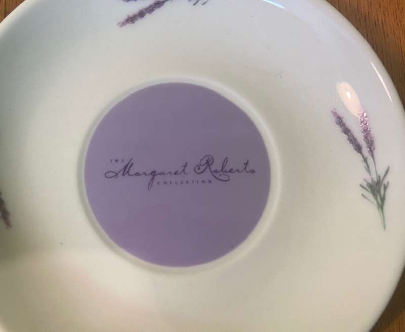 MARGARET ROBERTS PORCELAIN COLLECTION SAUCER - LAVENDER PATTERN.