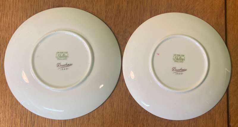 SHELLEY - 2 x SAUCERS - 13401 - DUCHESS PATTERN - DEMITASSE - COFFEE.