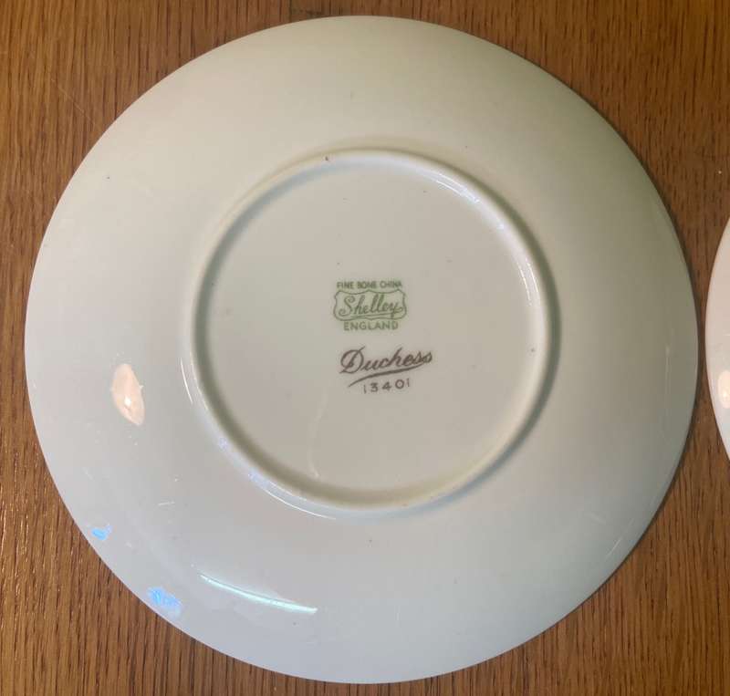 SHELLEY - 2 x SAUCERS - 13401 - DUCHESS PATTERN - DEMITASSE - COFFEE.