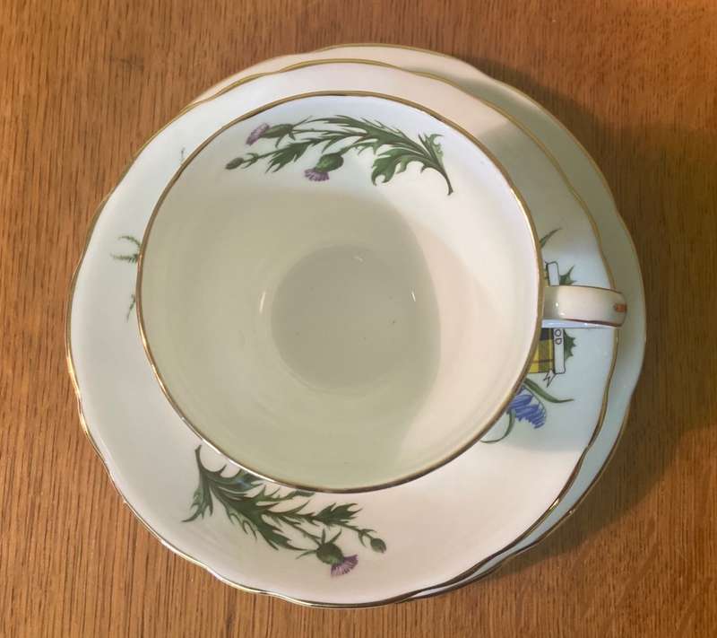 ADDERLEY TEA TRIO x 1 - ENGLAND - 4549 - SCOTTISH MACLEOD CLAN - TARTAN - SCOTLAND - LAVENDER