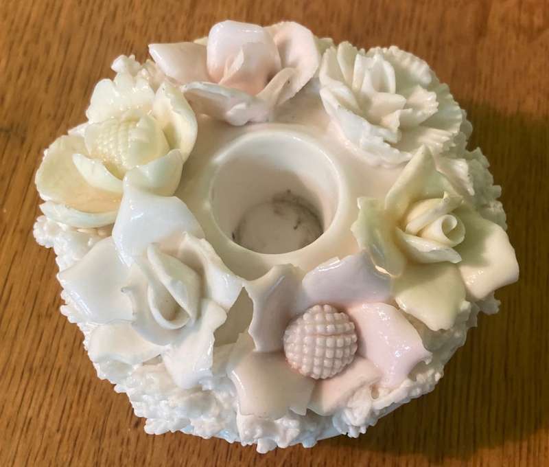 FLORAL FLOWERS  CANDLE HOLDER - PORCELAIN - NO MARK - STUNNING!!!
