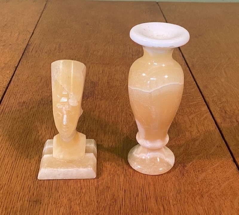 ALABASTER BUD VASE & NEFERTITI BUST - STUNNING!!!