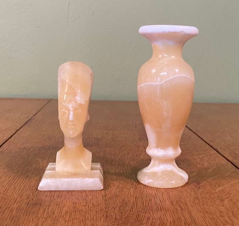 ALABASTER BUD VASE & NEFERTITI BUST - STUNNING!!!