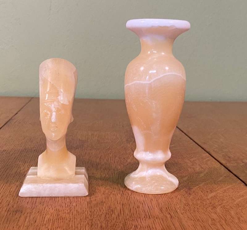 ALABASTER BUD VASE & NEFERTITI BUST - STUNNING!!!