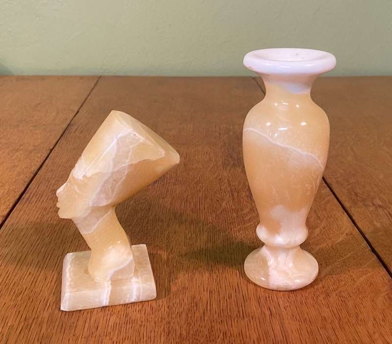 ALABASTER BUD VASE & NEFERTITI BUST - STUNNING!!!