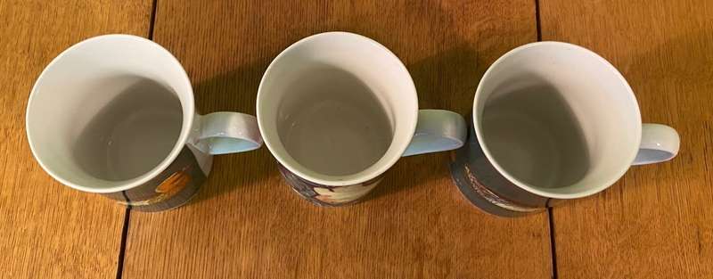 MUGS x 3 - PORCELAIN - TEA COFFEE - CONTINENTAL MUGGZ -  DUCKS & FRUIT ART - EXCELLENT CONDITION!!!!