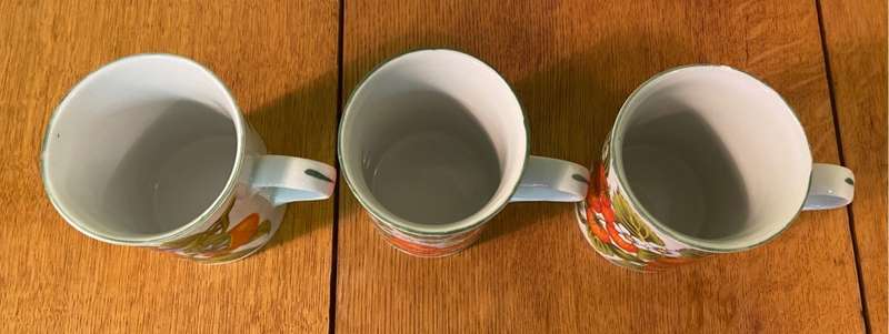 MUGS x 3 - PORCELAIN - TEA COFFEE - REGENT CHINA -  FRUIT - CHERRIES - ORANGES - STRAWBERRIES
