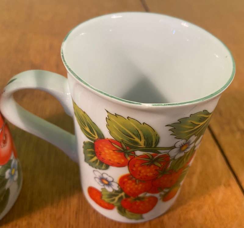 MUGS x 3 - PORCELAIN - TEA COFFEE - REGENT CHINA -  FRUIT - CHERRIES - ORANGES - STRAWBERRIES