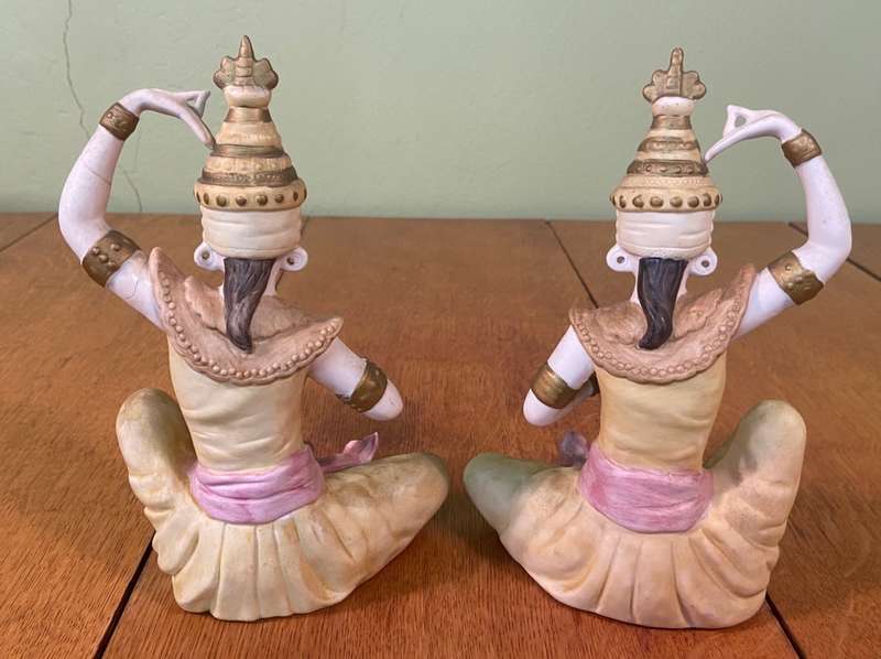 Lady Buddha Statue Praying - Porcelain x 2 - Identical