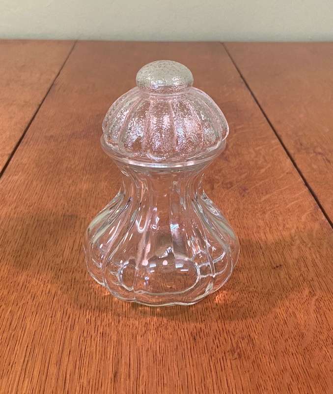 GLASS STORAGE JAR with LID - NICE SHAPE !!! GOOD CONDITION.
