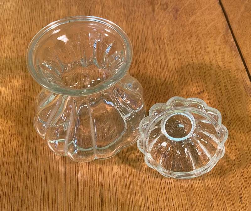 GLASS STORAGE JAR with LID - NICE SHAPE !!! GOOD CONDITION.