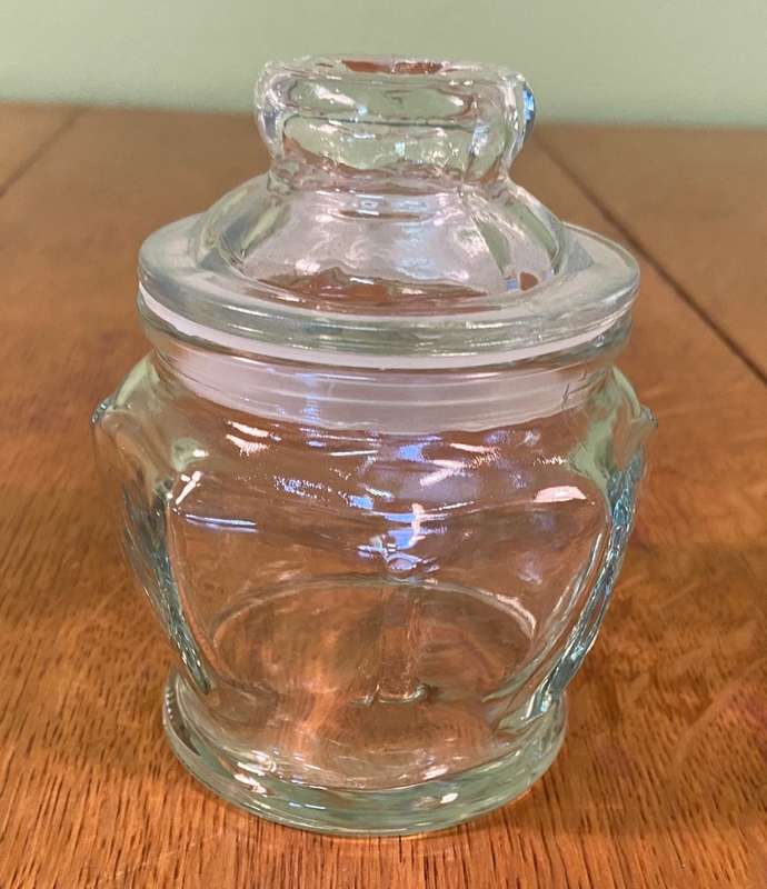 GLASS STORAGE JAR with LID - GOOD CONDITION.