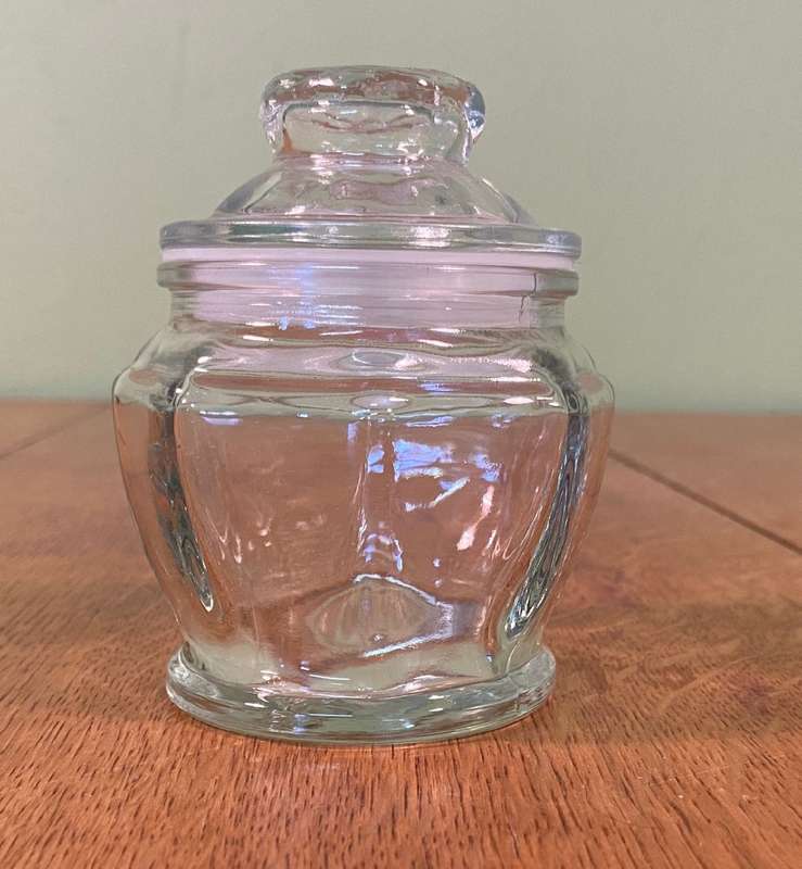 GLASS STORAGE JAR with LID - GOOD CONDITION.