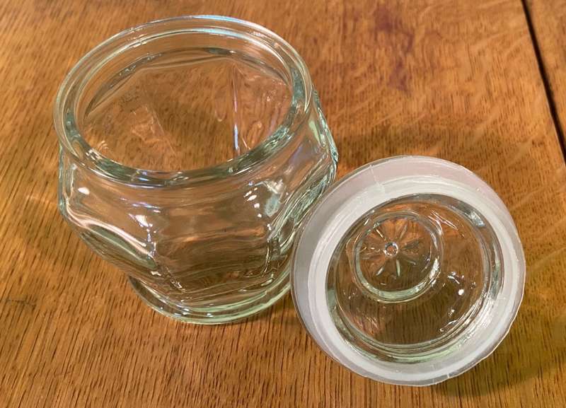 GLASS STORAGE JAR with LID - GOOD CONDITION.