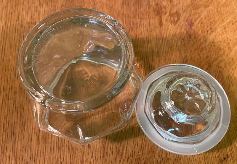 GLASS STORAGE JAR with LID - GOOD CONDITION.