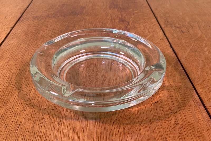 SOLID GLASS ASHTRAY - HEAVY - THICK - SMOKERS - CIGARETTE - CIGAR.