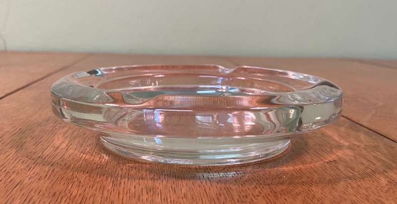 SOLID GLASS ASHTRAY - HEAVY - THICK - SMOKERS - CIGARETTE - CIGAR.