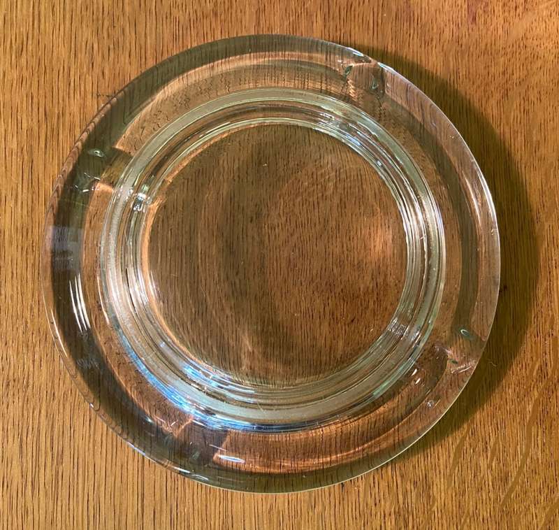 SOLID GLASS ASHTRAY - HEAVY - THICK - SMOKERS - CIGARETTE - CIGAR.