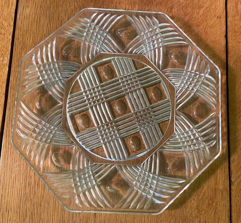 Glass Serving Plate Platter - Octagonal - 8 Side - Notes included