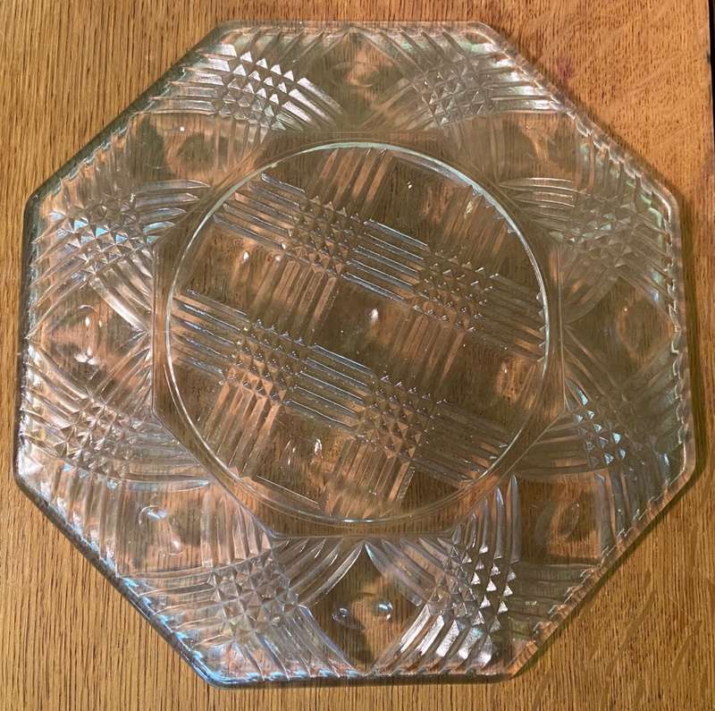 Glass Serving Plate Platter - Octagonal - 8 Side - Notes included