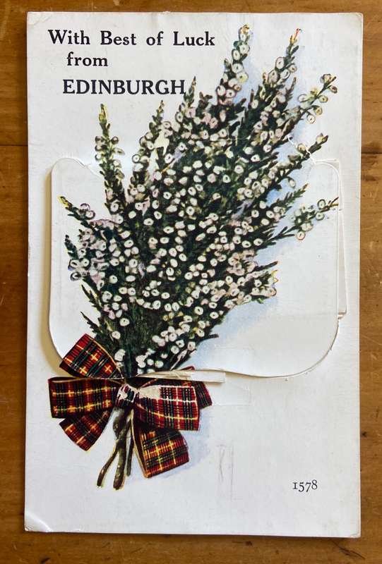 POSTCARD POST CARD EDINBURGH SCOTLAND 1956 - PULL OUT STRIP of BLACK & WHITE PICS VALENTINE & SONS