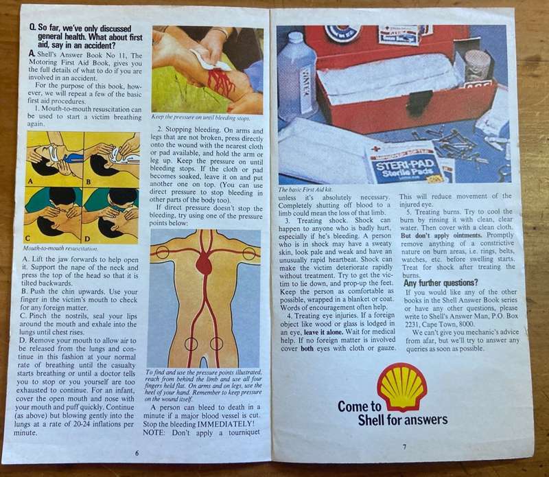 SHELL BOOKLET - THE DRIVER'S HEALTH BOOK - SHELL ANSWER BOOK No. 20 SA Accident & Traffic Medicine
