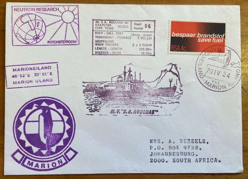 ANTARCTIC MARION ISLAND 1979 NEUTRON RESEARCH "S.A. AGULHAS" PENGUIN SHIP VOYAGE 06 RSA CAPE TOWN.