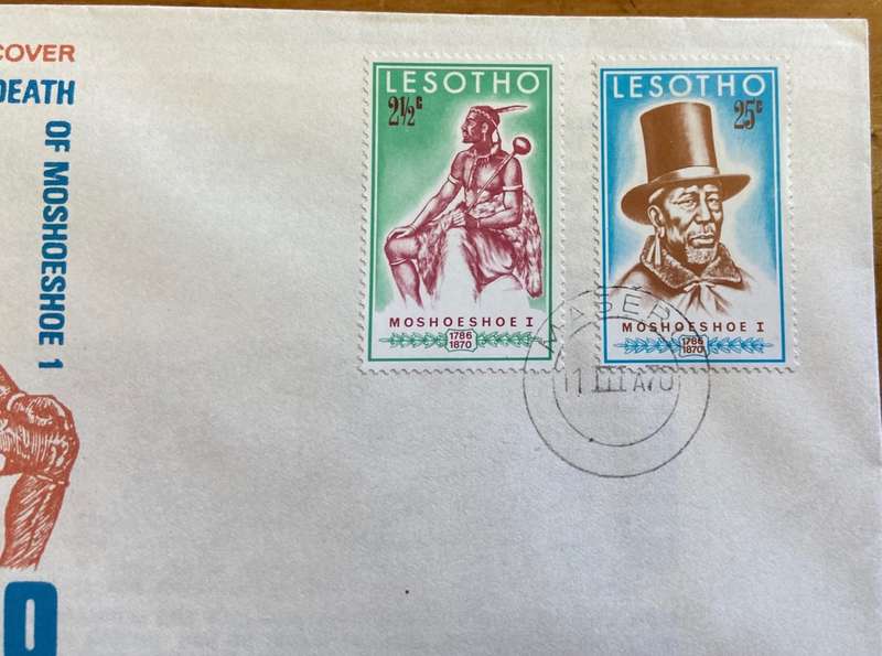 LESOTHO OFFICIAL FDC CENTENARY of the DEATH of MOSHOESHOE 1 - 1970.