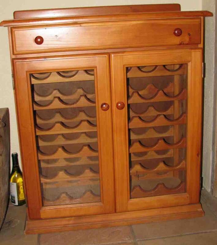 OREGON WINE CABINET with draw = NEAT unit!! 85cm tall x 92cm long x 38cm wide=store 36 bottles!!!!!!