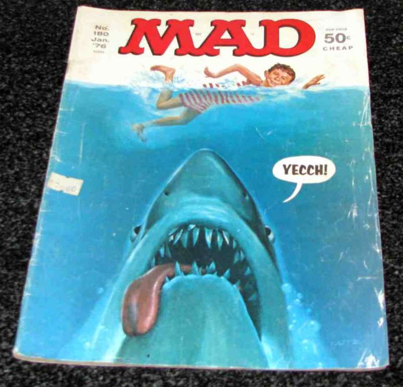 MAD MAGAZINE = #180 = January 1976 !!! Jaws !!! A Mad Peek through Frank Perdue's Keyhole!!LOOK!!