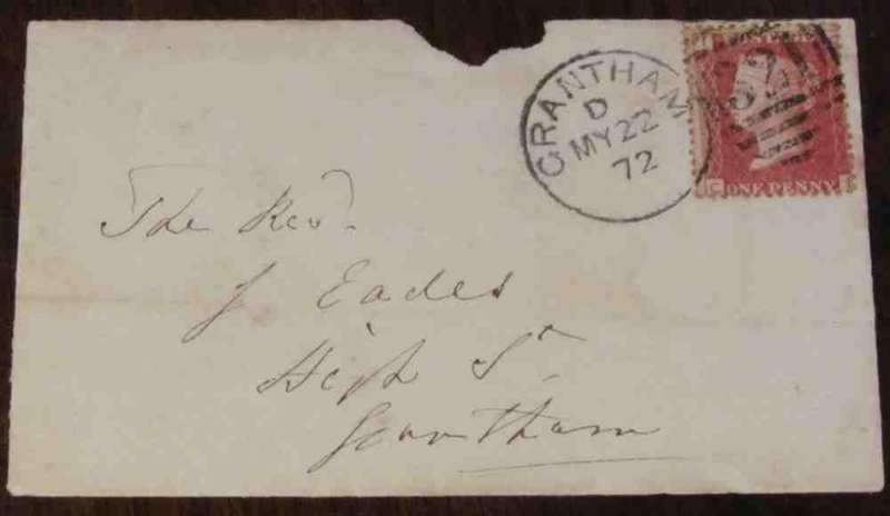 PENNY RED Queen Victoria cover GRANTHAM Great Britain 22 May 1872 BONC 321