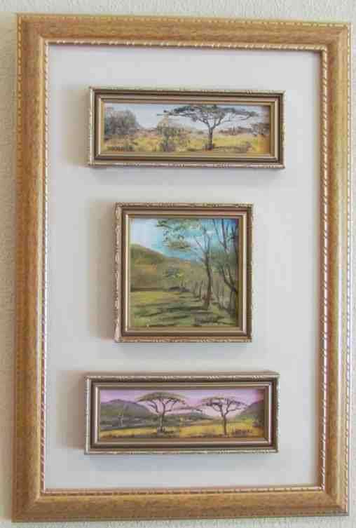 OIL PAINTING=MINIATURES=set of 3 on ONE FRAME=J.Bakker ARTIST=This is really DIFFERENT ART framing!!