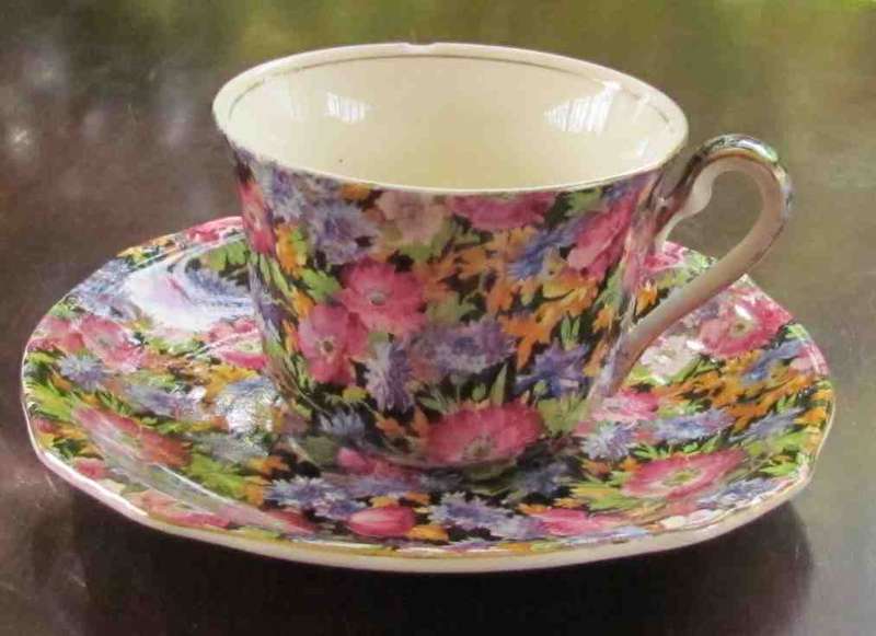 ROYAL WINTON Grimwades Demitasse Cup & Saucer=Flower "MAJESTIC" Pattern=Coffee/Expresso Cup=NICE!!