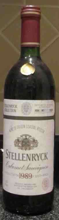 STELLENRYK CABERNET SAUVIGNON 1989=Red Wine=Numbered Bottles=Die Bergkelder Stellenbosch=Veritas1994