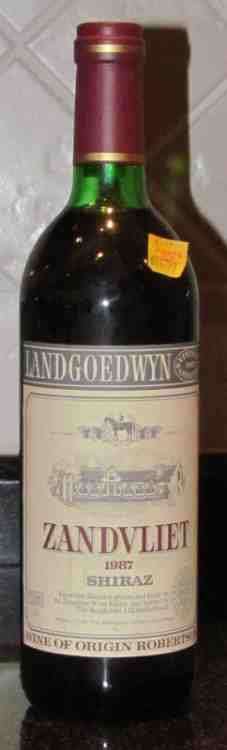 ZANDVLIET SHIRAZ 1987=Light & Fruity Ruby Red Wine=Pleasing Bouquet=Winemaker Paul de Wet=French Oak