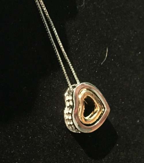 *J* Stunning double heart pendant necklace with Swarovski elements