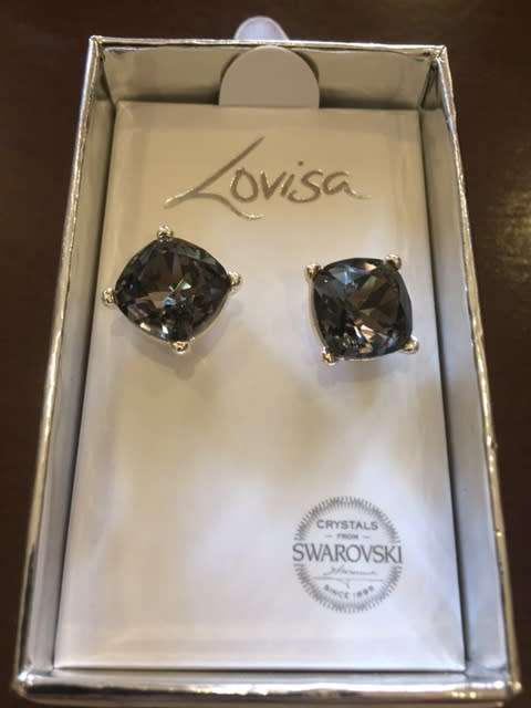 *J* Swarovski Crystal Black Studs