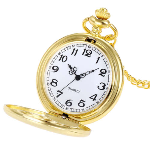 Smooth Gold Steel Pocket Watch (In Stock)