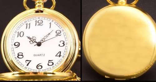 Smooth Gold Steel Pocket Watch (In Stock)
