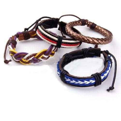 4 x Adjustable Surfer Leather Bracelet Wristband (In Stock)