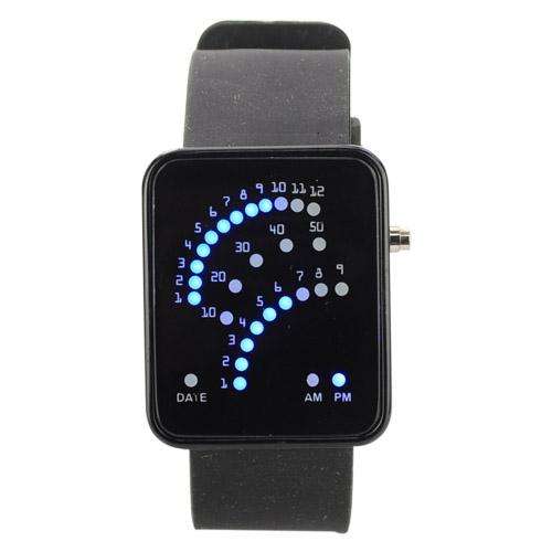 Binary Fan 29 LED Watch, Silicone Band