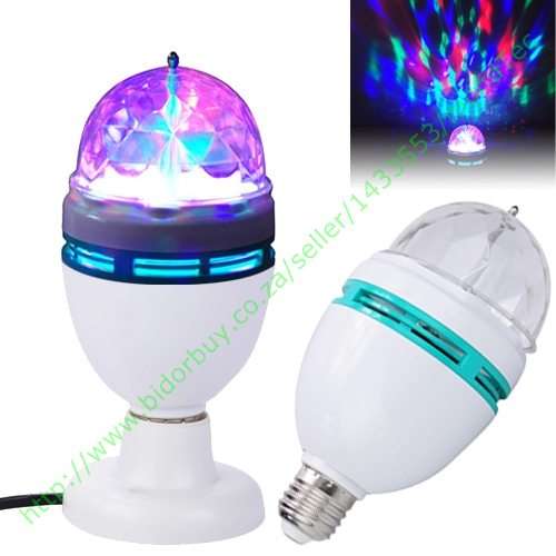 E27 Bulb - 9W 3 Color Changing RGB LED Crystal Rotating Party Lamp