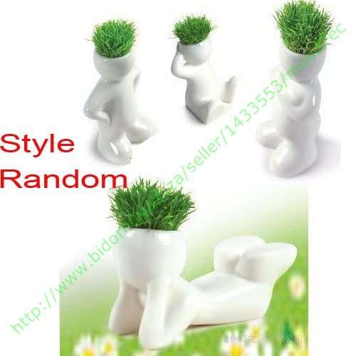 Ceramic Man Grass Hair Pot