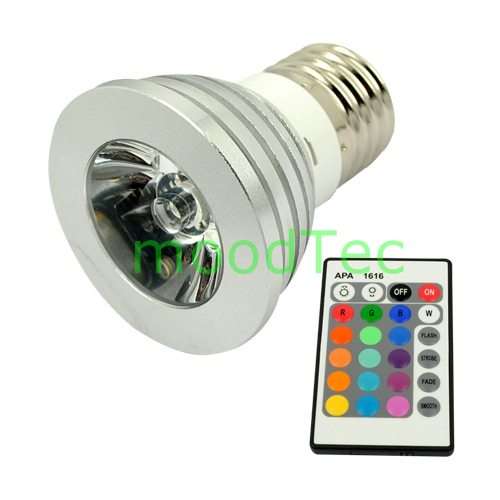 E27 3W Multicolor LED Spotlight Bulb with Remote Control (In Stock)
