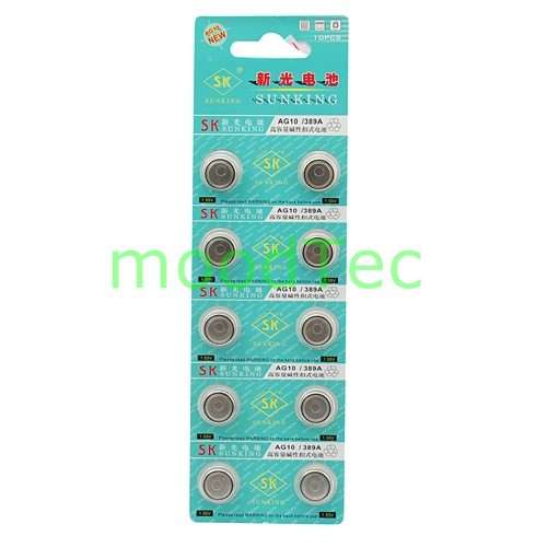 10 x AG10 389A Alkaline 1.55V Button Cell Coin Batteries