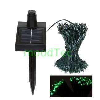 Green 100 LED Solar String Fairy Lights - Green 13 Meters