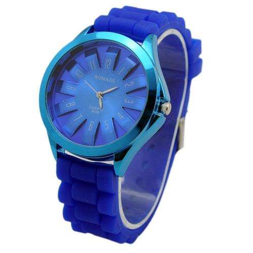 Chrysanthemum Shaped Wrist Watch with Silicone Band - Blue (In Stock)