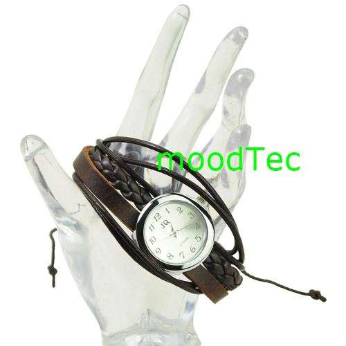 Leather Bracelet With Small Round Dial Watch